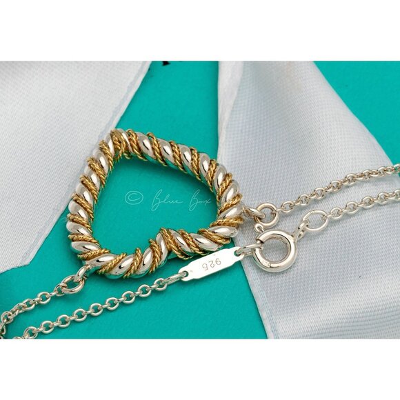 Tiffany & Co. Necklace Twisted Heart Rope Pendant 18k & Silver - Picture 5 of 9